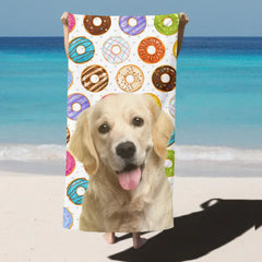 Donuts Flowers And Fruits Summer Vacation - Personalized Photo Beach Towel