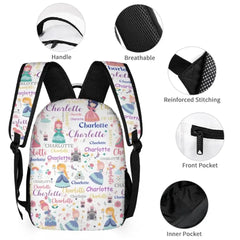 Personalized Custom Name Backpack for Girl - With Princess Castle Magic Wand