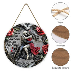 Customized Couple Themed Wooden Door Plate - Personalized Name Couple Embrace Wooden Signage - A Gift For Girlfriend,Boyfriend,Wife,Husband