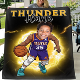 Personalized Name Picture Custom Cartoon NBA Blanket - Gifts for Suns Fans