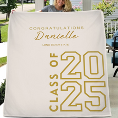 Class of 2025 Customized Graduation Blanket - Personalized with school name - Graduation Gifts for Kids, Classmates and Friends