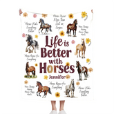 Life Is Better With Horses - Personalized Horse Blanket - Gift for Horse Lovers