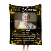 Custom Photo Golden Butterflies A Hug From Heaven - Personalized Customized Blanket - Memorial Gift For Family Members
