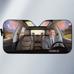 Customized Car Sunshade - Personalized Background and Photos - Car Decoration Gift