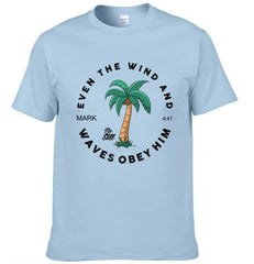 Casual Christian Scripture - Coconut Tree Pattern Printed Clothing