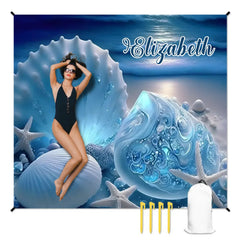 人物沙滩垫无纹理样机 2