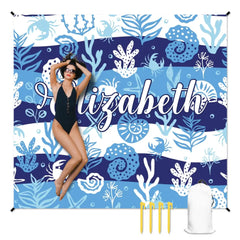 人物沙滩垫无纹理样机 2