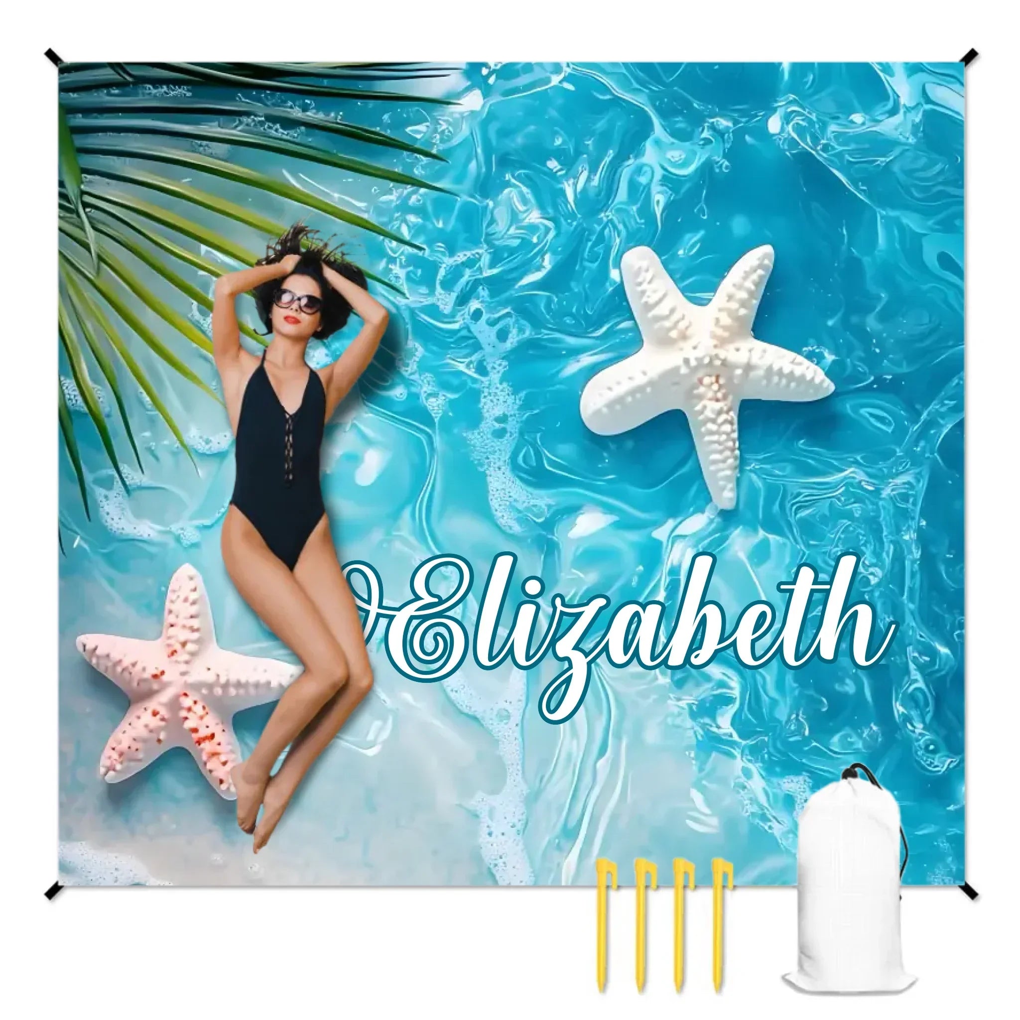 人物沙滩垫无纹理样机 2