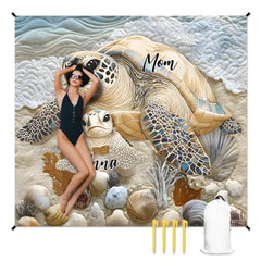 人物沙滩垫无纹理样机 2