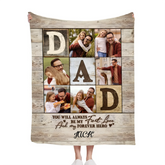 Dad Is The World - Personalized Blanket - Gift For Dad - From Son, Daughter, Wife