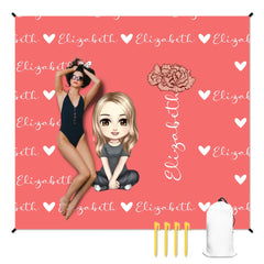 人物沙滩垫无纹理样机 2