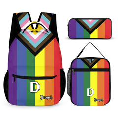 Rainbow Schoolbag - Personalized Name Backpack with Rainbow Print - Back-to-School Gift for Kids