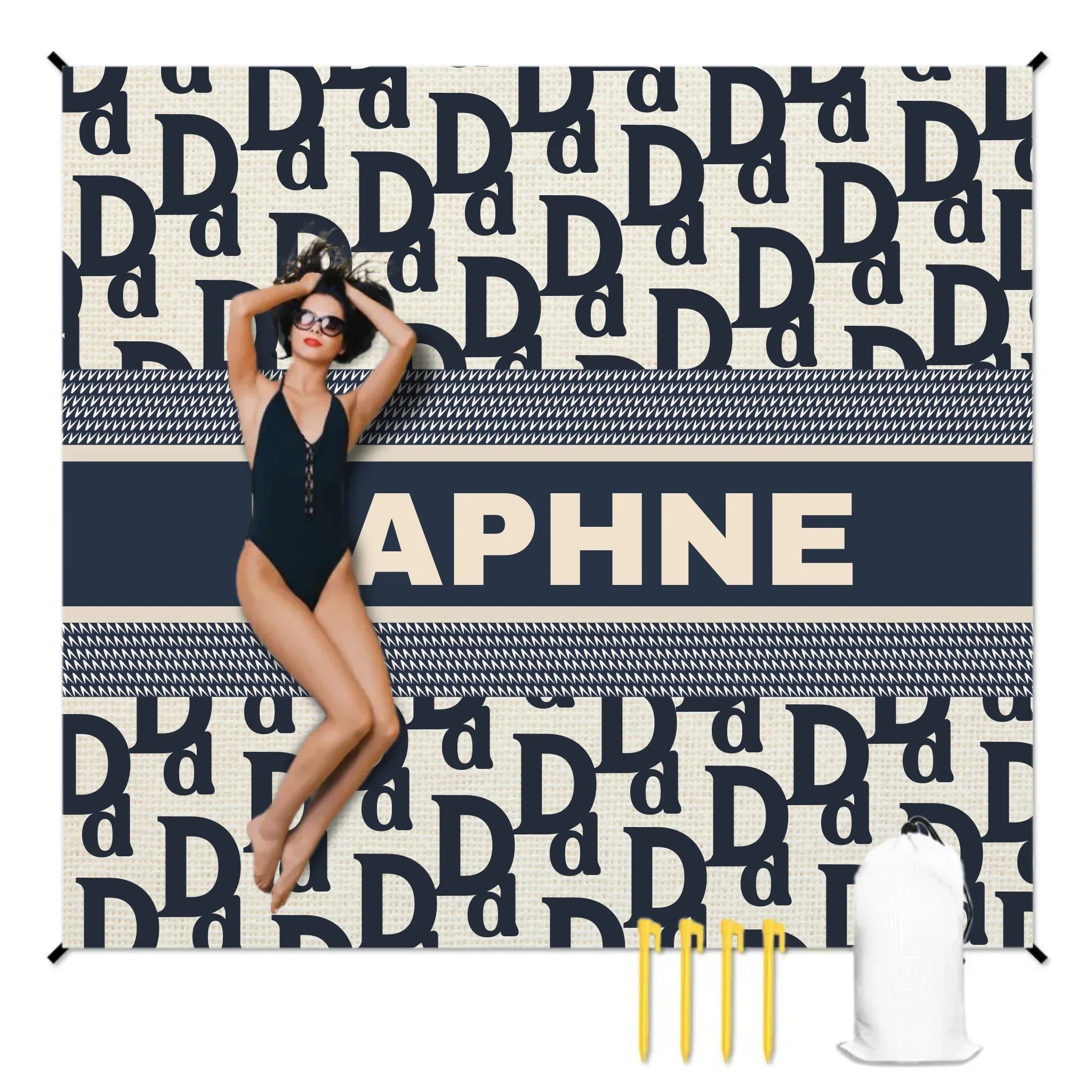 人物沙滩垫无纹理样机 2