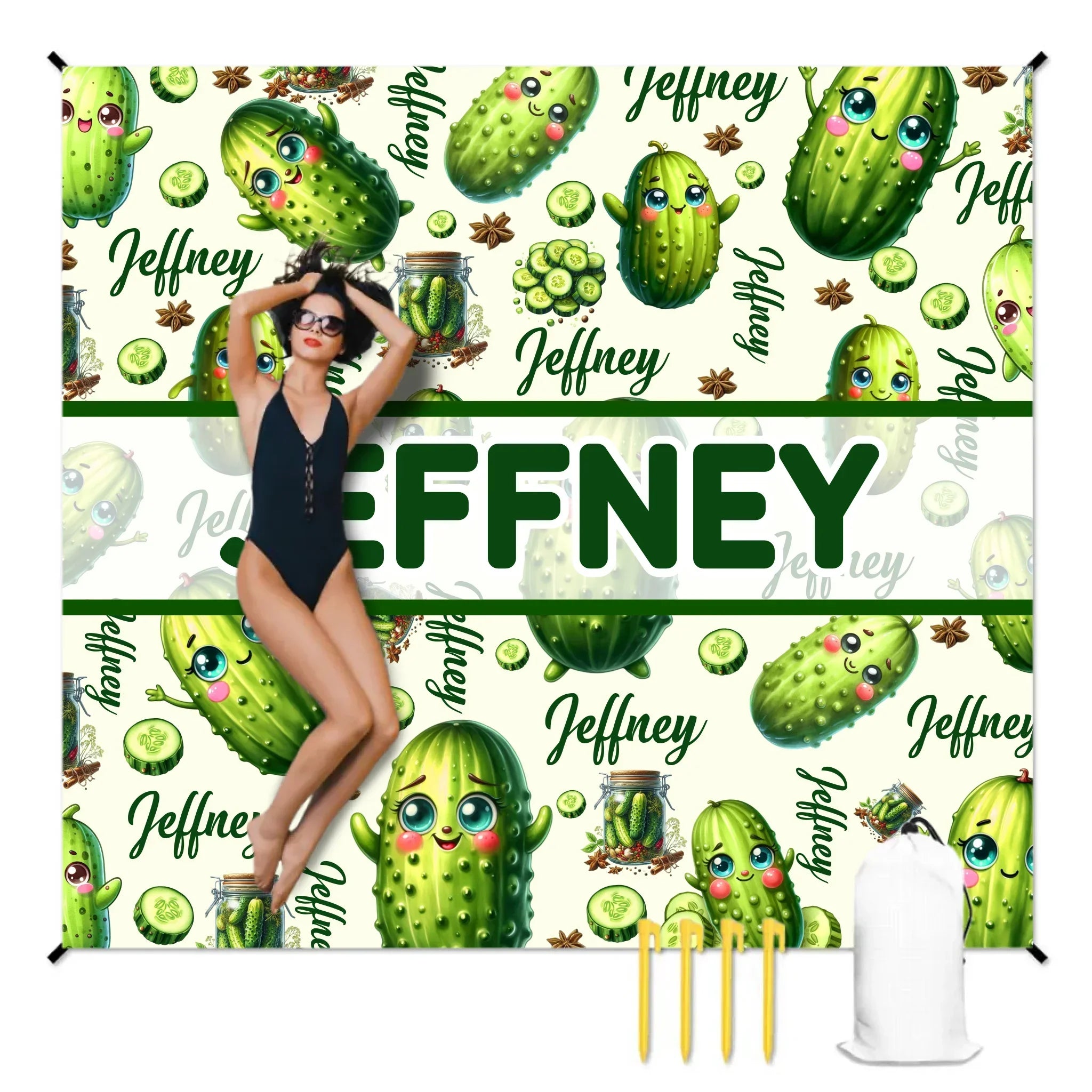 人物沙滩垫无纹理样机 2