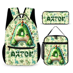 Customized Children's Backpack - with Customized Name and Initial Dinosaur Pattern - School Season Gift for Children