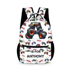 Monster Truck Alphabet - Personalized Children'S Backpack - A Great Start To The School Year Gift For Your Child!