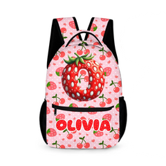 Pink Strawberries - Personalized Backpack - Back-to-school Gift