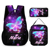 Dazzling Butterfly Name Customized Backpack - School Season Gift for Kids