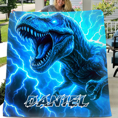 Lightning Dinosaur - Personalized Blanket