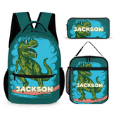 Surfing Dinosaur Cartoon Pattern Custom Backpack - Gift for Kid