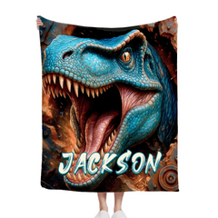 Realistic Style Large Dinosaur Custom Blanket - Gift for Dinosaur Enthusiast