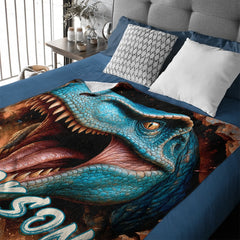 Realistic Style Large Dinosaur Custom Blanket - Gift for Dinosaur Enthusiast