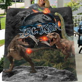 Jurassic Era Personalized Name Customized Blanket - Gifts For Dinosaur Enthusiasts