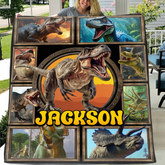 Jurassic Dinosaur Custom Blanket - Personalized Name - Gift for Dinosaur Enthusiasts
