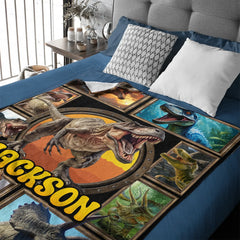 Jurassic Dinosaur Custom Blanket - Personalized Name - Gift for Dinosaur Enthusiasts