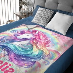 Dreamy Unicorn Blanket - Personalized Blanket - Gift for Girls