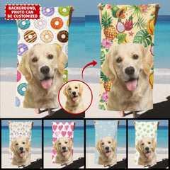 Donuts Flowers And Fruits Summer Vacation - Personalized Photo Beach Towel