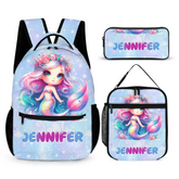 Mermaid Backpack - Personalized School Backpack with Name - Girls Gifts