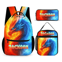 Fire and Ice Dragons Backpack – Unique Fantasy Design- Personalized Name
