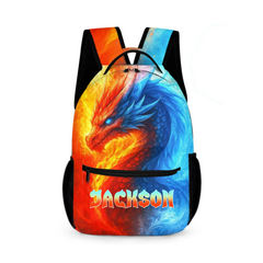 Fire and Ice Dragons Backpack – Unique Fantasy Design- Personalized Name