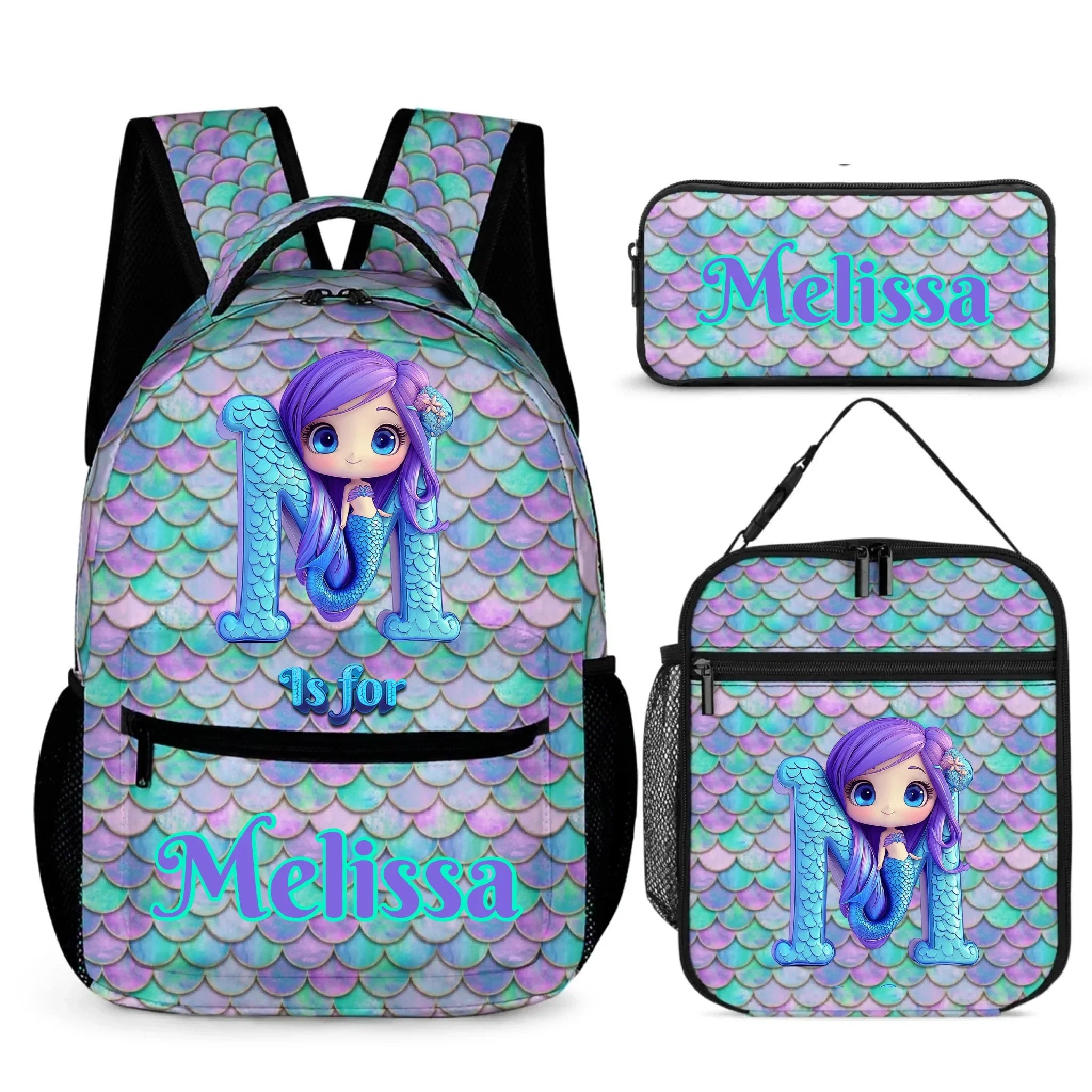 Beautiful Mermaid Letter - Personalized Kid Backpack_SG4ISS2EVKGMS-1