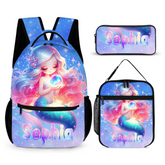 🧜♀️ Personalized Mermaid Backpack Set for Girls,Kids/Toddlers Bookbag for Kindergarten & Elementary