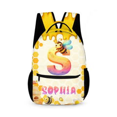 Bee Honey jar Custom Backpack - Personalized Name and Alphabet Letters- Back-to-school Gifts