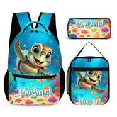Personalized Name Customized Ocean Turtle Backpack - School Season Gift for Kids