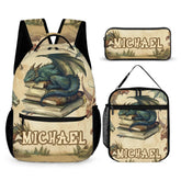 Personalized Name Custom Dragon Sleeping on Books Backpack - School Season Gift for the Dragon Loving Kid!