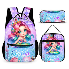 Adorable Mermaid Customized Backpack - Personalized Name - School Season Gift