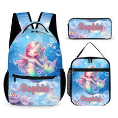 ๐ง Ocean Mermaid Personalized Name Custom Backpack - School Season Gift for Girls