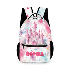 Pink Castle Name Customized Backpack - School Season Gift for Girls