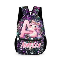 Initials Customized Cute Unicorn Backpack - School Season Gift for Girls Birthday Gift