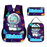Animal Astronauts Customized Backpack - Personalized Name Anime Universe Schoolbag