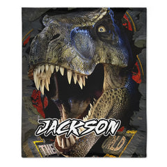 Powerful Dinosaur Customized Blanket- Personalized Name - Dinosaur Enthusiast Gift