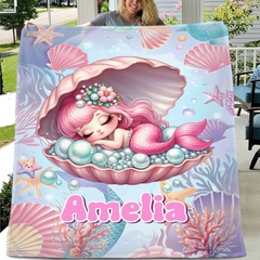 Treasure Baby Mermaid Custom Blanket - Personalized Mermaid - Gift For Mermaid lovers - SDG