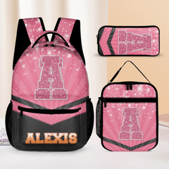 Customized Backpack - Personalized Glitter Monogrammed Name Bags for Kindergarten, Preschool and Elementary School Children