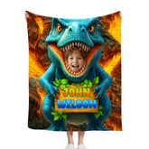 Personalized Name Custom Face Custom Dinosaur Shell Blanket