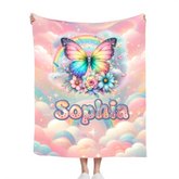 Customized Colorful Butterfly Blanket - Personalized Name - Gift For Butterfly Lovers
