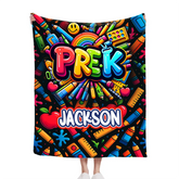 Colorful Graffiti Blanket - Customized Name And Grade - New Semester Gifts